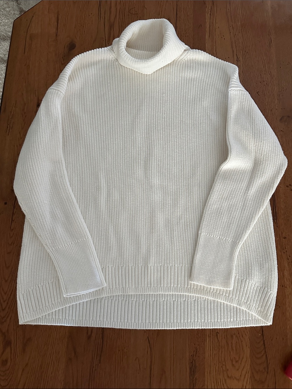 J. Crew Women’s Off-White Ribbed Cotton Turtleneck Sweater Medium